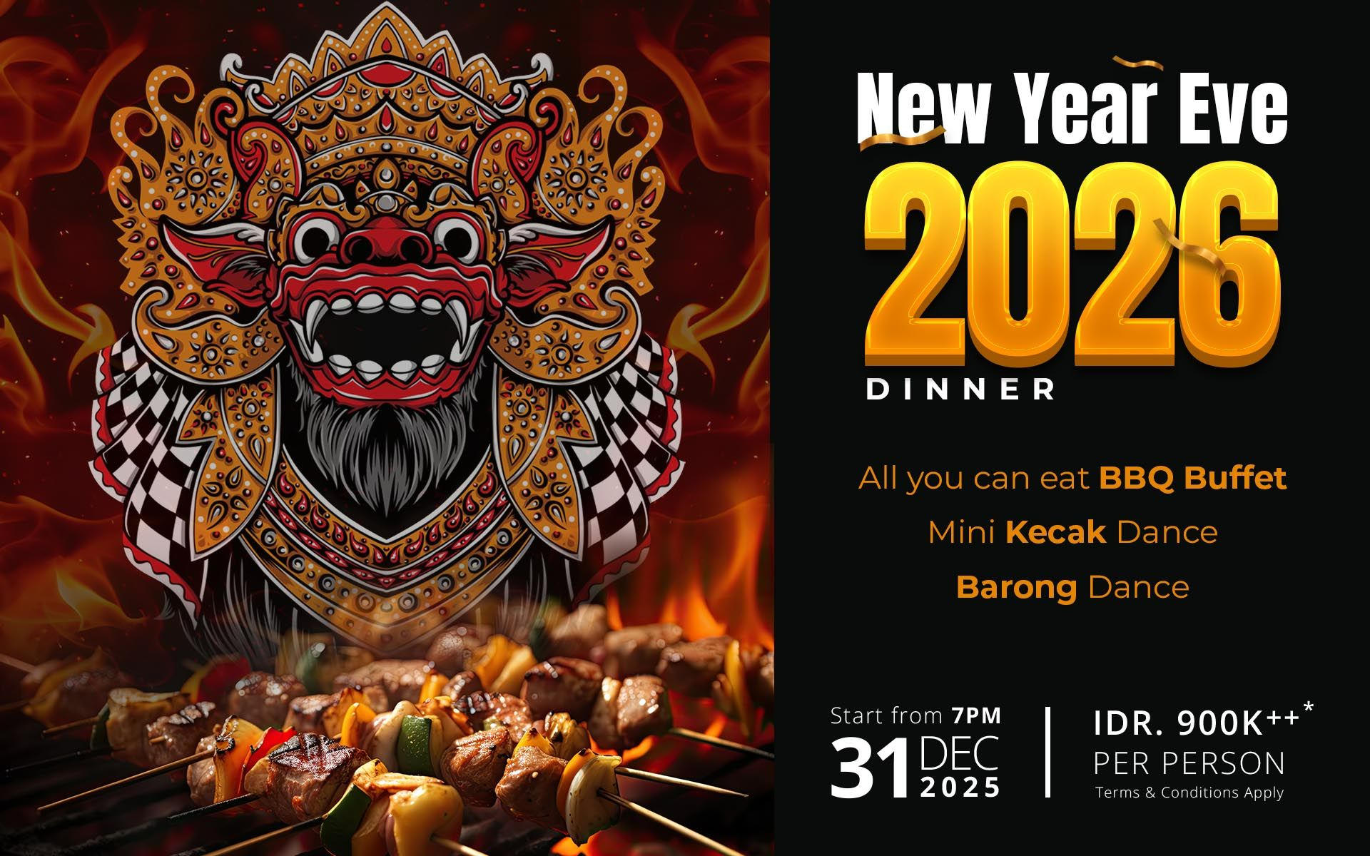 New Year's Eve Dinner  (December 31, 2025) - Tejaprana Resort & Spa