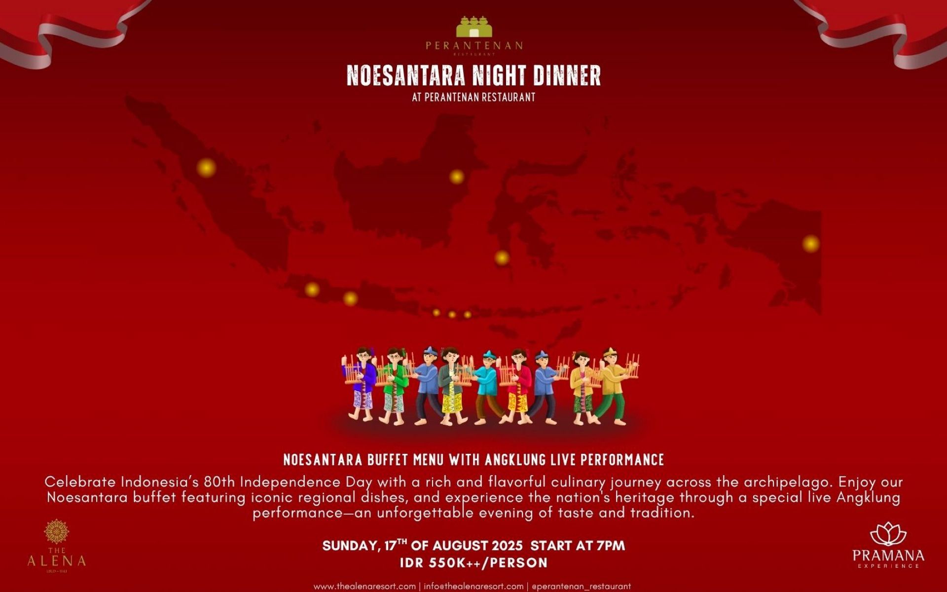17% off for Noesantara Night Dinner if purchase through online - The Alena Resort A Pramana Experience