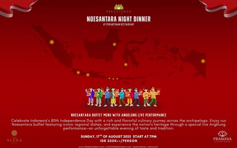 17% off for Noesantara Night Dinner if purchase through online