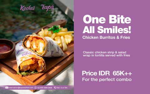 Exclusive promo for Chicken Burritos & Fries for online booking