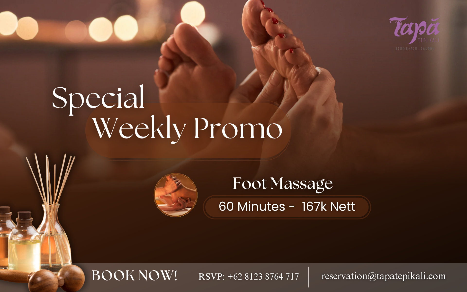 Special Offers for 60 minutes Foot Massage only for booking online - Tapa Tepi Kali Canggu