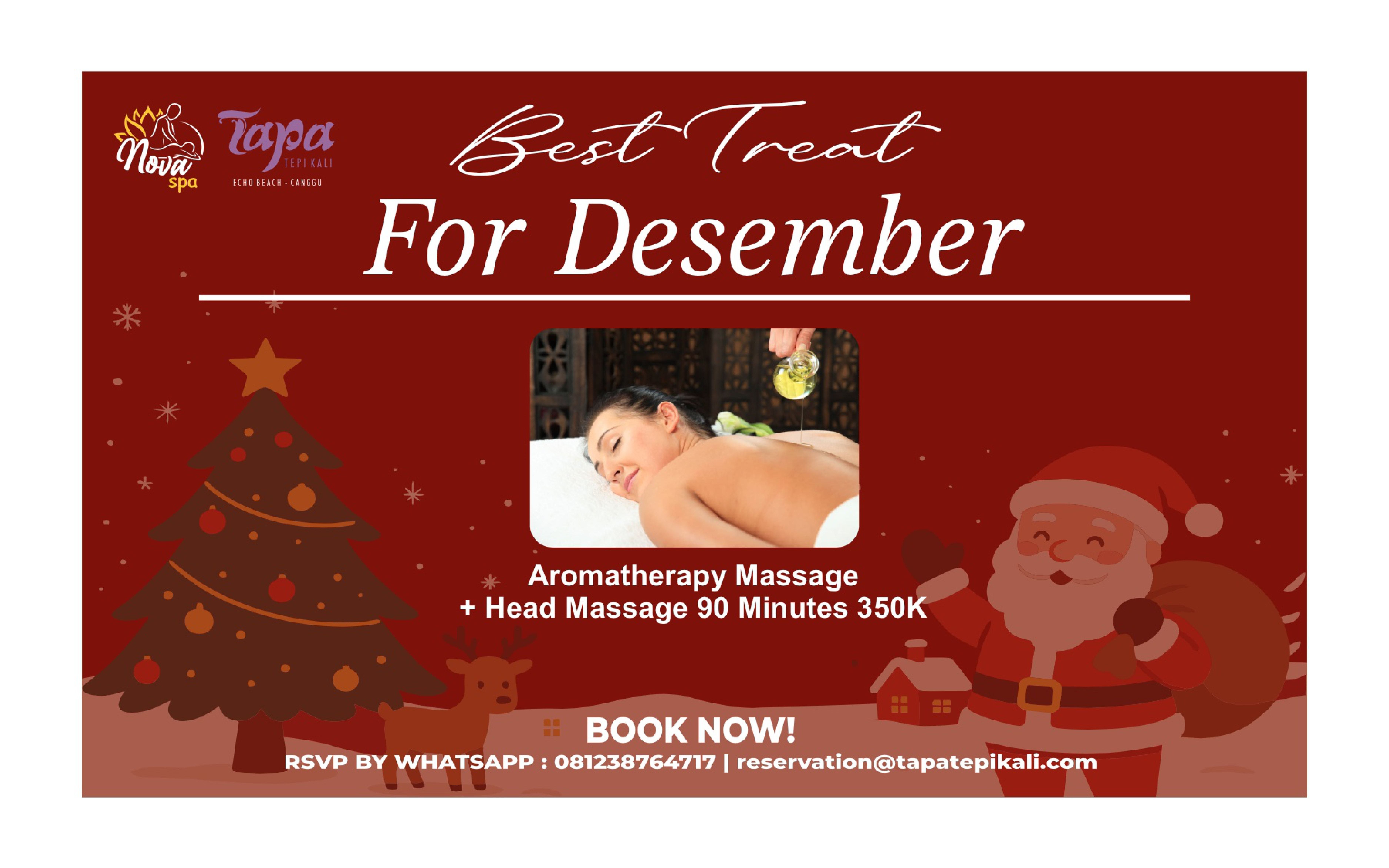 Enjoy our special treatment for 90 minutes Aromatherapy massage and Head Massage for booking online - Tapa Tepi Kali Canggu