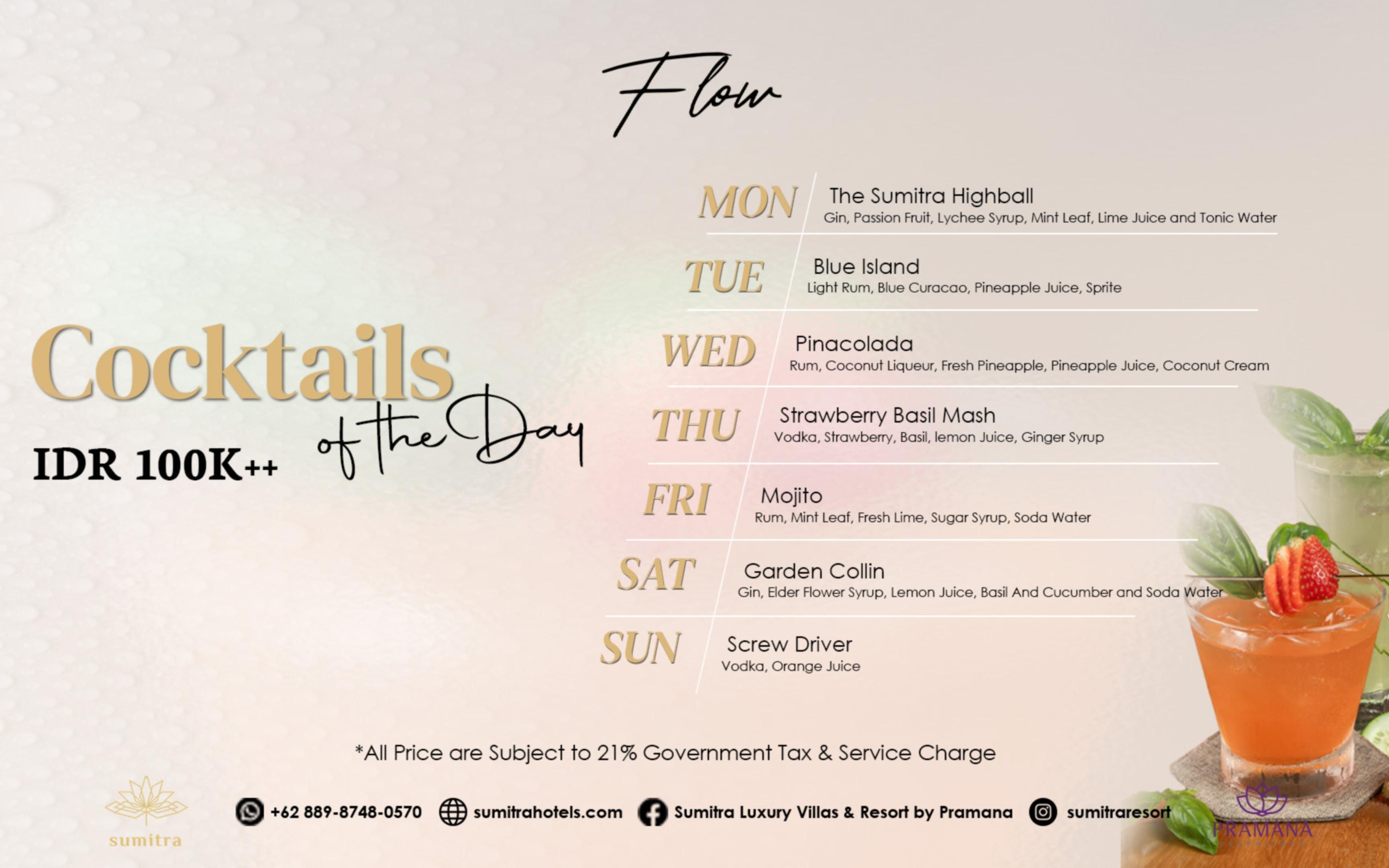 Special offer - Cocktails of the Day - Sumitra Luxury Villas & Resort by Pramana