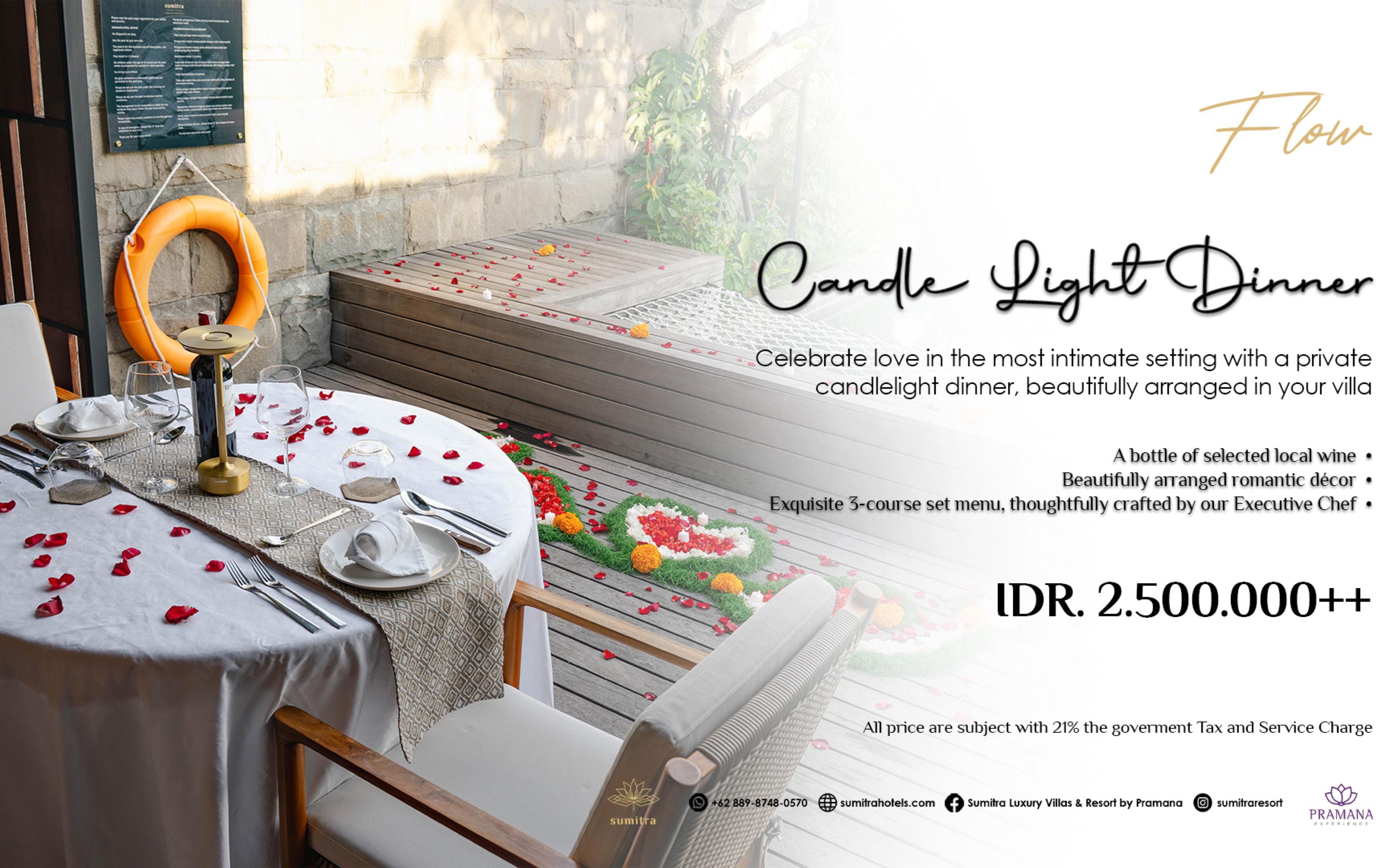 Royal In-room Candle Light Dinner - Sumitra Luxury Villas & Resort by Pramana
